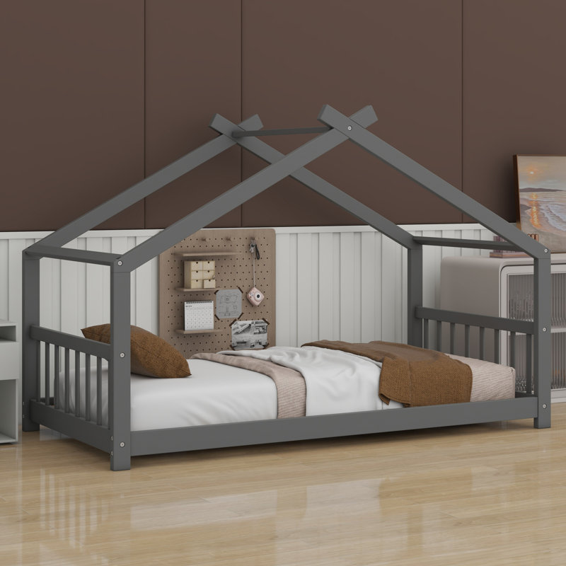 Lit en bois House House, gris