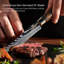 Ensemble de couteaux à steak 6 pièces Senken Knives «Imperial» avec poignées en bois à finition lisse et motif damas, pales en acier à haute teneur en carbone, boîte-cadeau de luxe