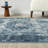Blue/Ivory Classic Oriental Medallion Machine Washable Rug-836949151