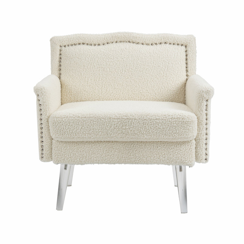 Upholstered Armchair, White Velvet