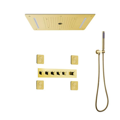 Novara Thermostatic Recessed Ceiling Mount Rainfall LED Shower System