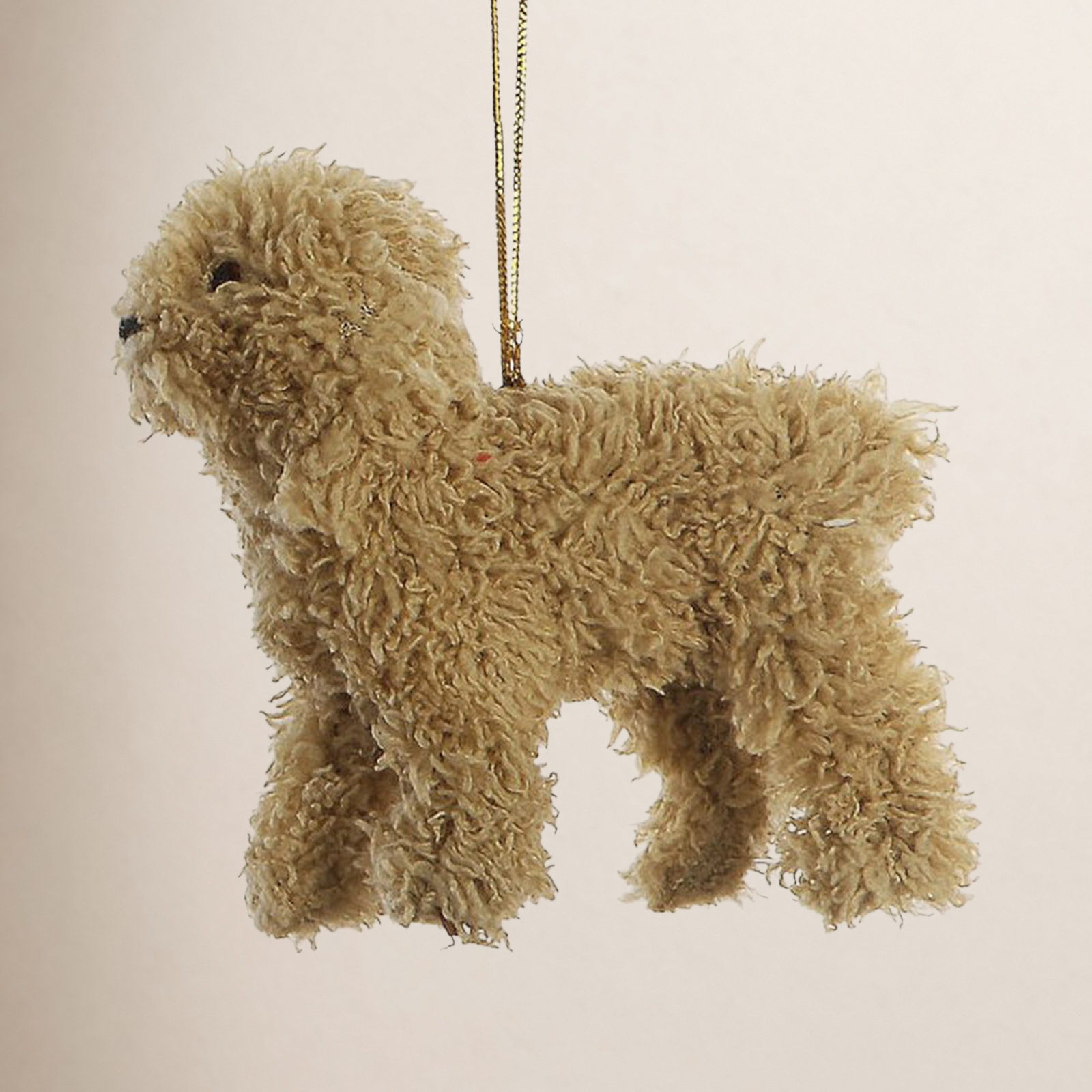 4.38'' Handmade Fabric Animals Shatterproof Hanging Figurine Ornament, Tan