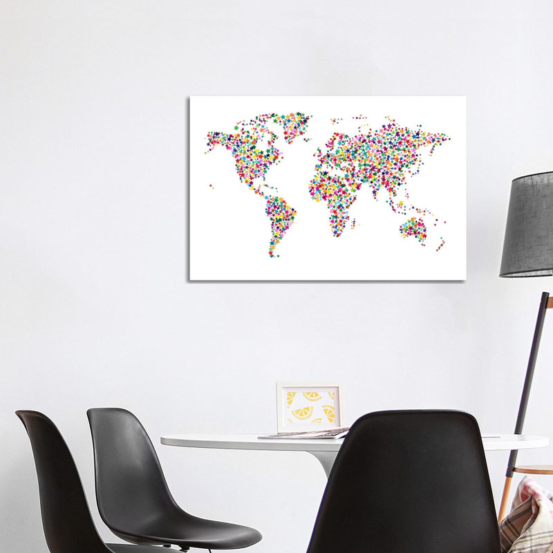 Stars World Map II by Michael Tompsett - Wrapped Canvas Painting, 101.6 cm H x 66.04 cm W x 3.175 cm D