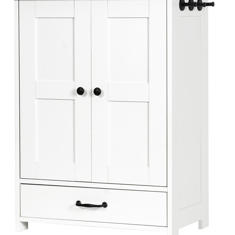 Station d'alimentation pour chien de taille moyenne, couleur blanche, tiroirs coulissants cachés, trois crochets, bols en acier inoxydable, armoire de rangement facile à nettoyer avec panneau réglable, blanc, convient à la chambre à coucher,