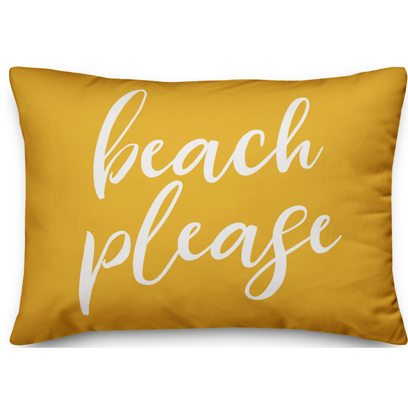 Textual Outdoor Throw Pillow, Yellow