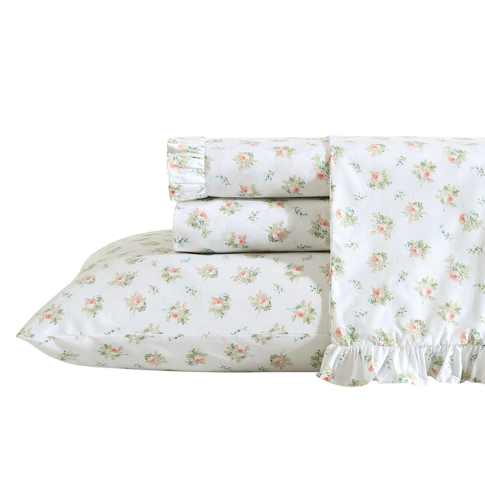 Laura Ashley Printed Cotton Percale 2 Piece Pillowcase Set, Standard, Roseford Orange