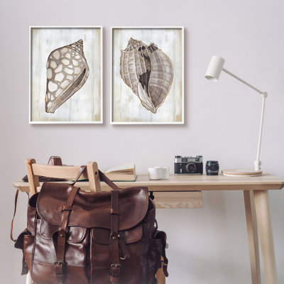«Sp Spot Seashell Rustic Marine Life Beach Sign» par Carol Robinson - ensemble de 2 impressions sur toile flottante