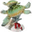 Figurine de tortue de mer verte nageant près d'un anémone de mer