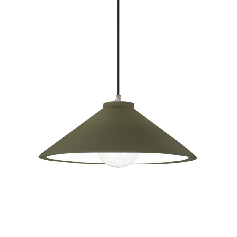 Breeona Radiance Collection 1 - Light Cone Pendant Accents - LED, Brushed Nickel, Matte Green