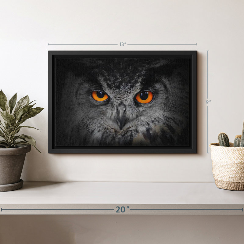 "Impression sur toile chouette gris envoûtant", H 9 po x l 13 po