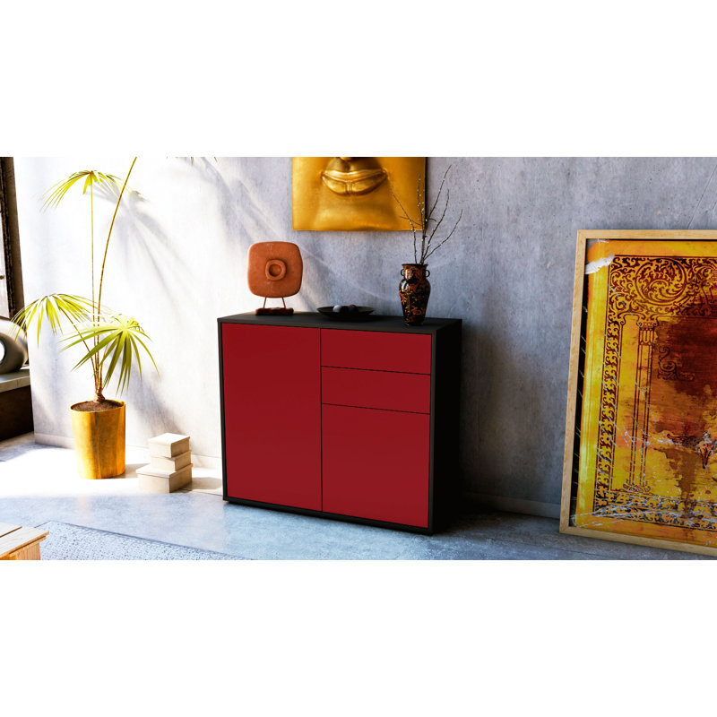 Princeton 92cm Sideboard, Anthracite/Red