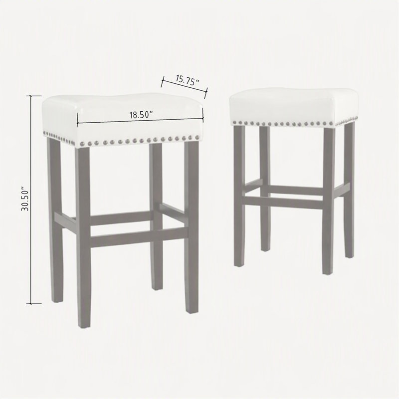 Tabouret de comptoir de 30 pouces en simili cuir ivoire sans dossier (ensemble de 2)
