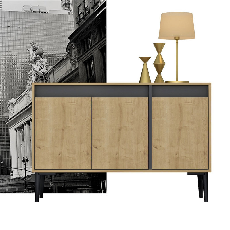 Console élégante Catena, chêne saphir et anthracite, 47,2 po x 29,5 po x 15,7 po | 100% panneau de particules enduit de mélamine, épaisseur: 0,7 pouce | Idéal pour le salon et le vestibule, design durable et élégant