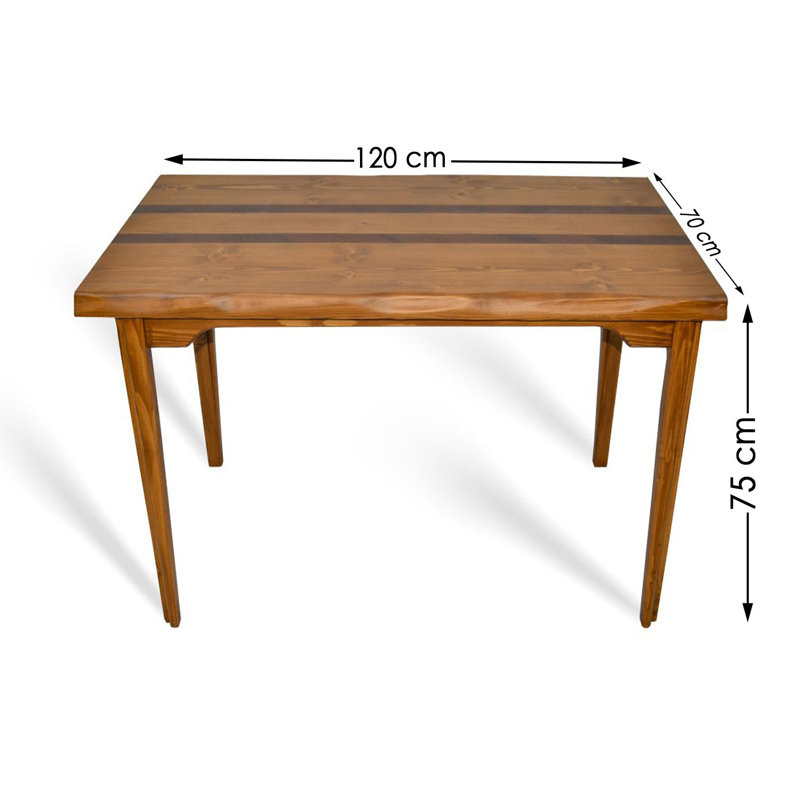 Hirschman Pine Rectangular Dining Table with Wood Base, H75 x L120 x W70cm