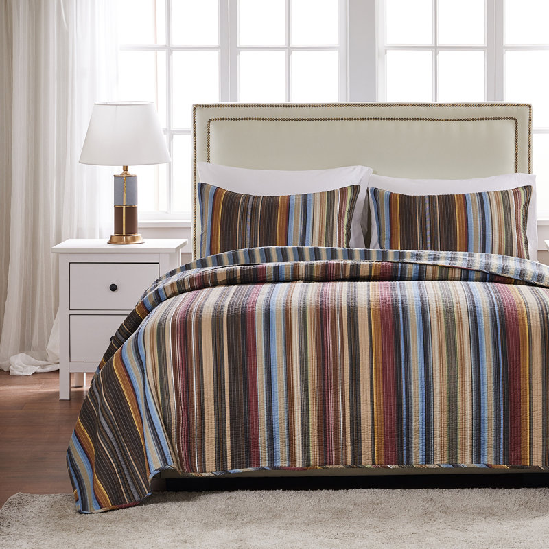 Durango Twin Blue Cotton Reversible Quilt Set