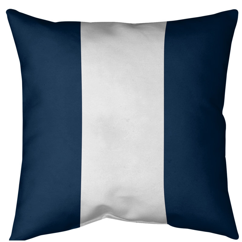 Housse de coussin de football la corne, 20 po x 20 po, Bleu / Blanc, Faux lin
