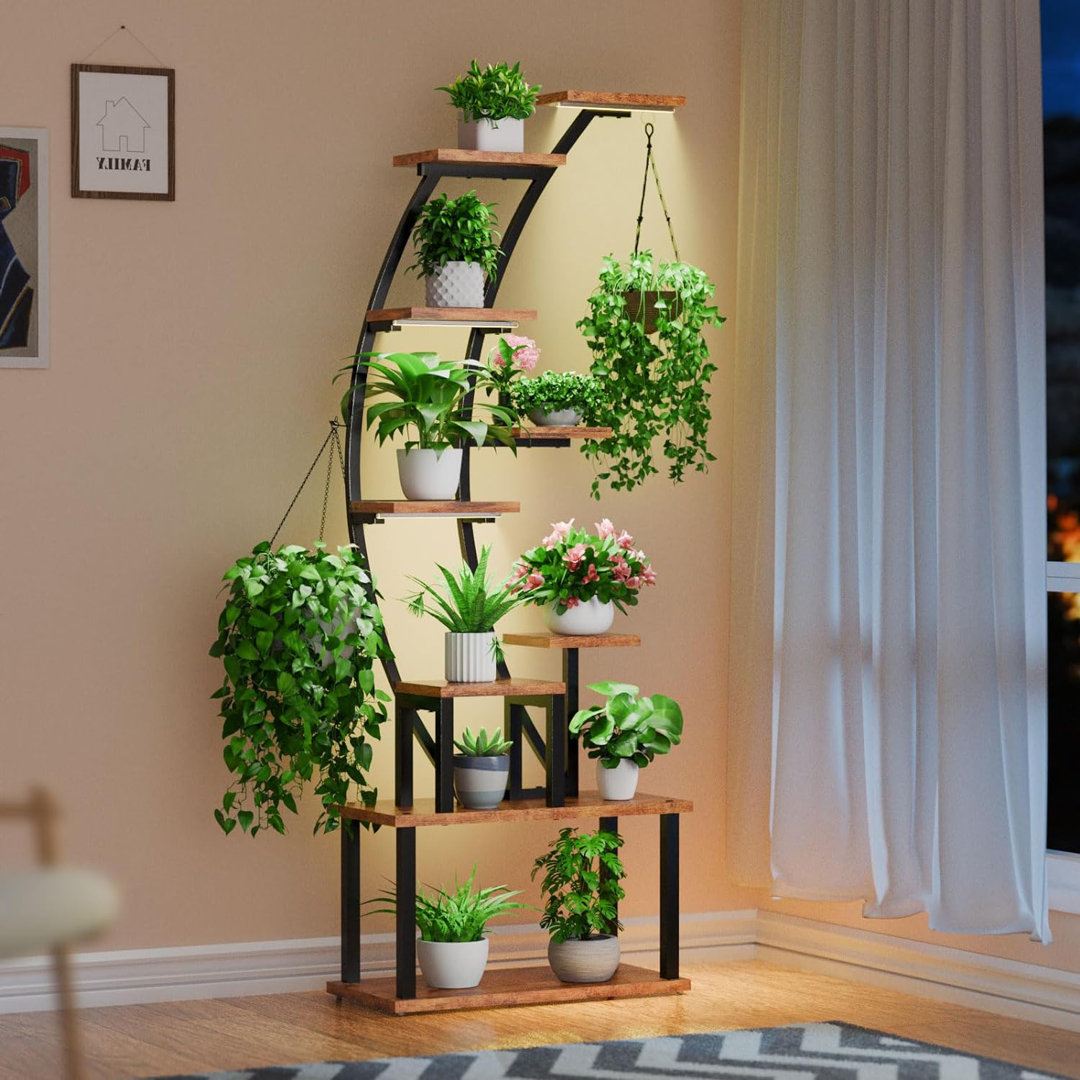 Plant Stand Indoor With Grow Lights, 9 Tiered Metal Plant Shelf, 63" Tall Plant Stand For Indoor Plants Multiple, Large Plant Rack Display Shelves, Corner Plant Holder For Home, Patio Orren Ellis 