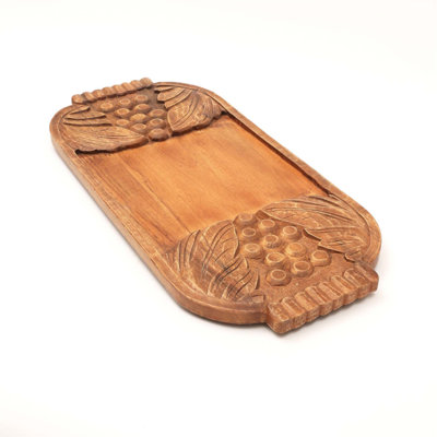 Plateau de service et plateau décoratif en bois fait à la main Briano, design exquis pour l'élégance et la polyvalence de la maison, 29,5 x 14 x 1,5 po