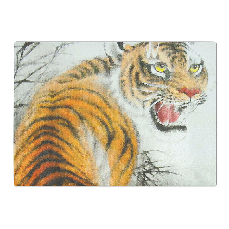 Oriental Tiger Vol.2 Painting Chopping Board, 0.4cm H x 28.5cm W x 39cm L