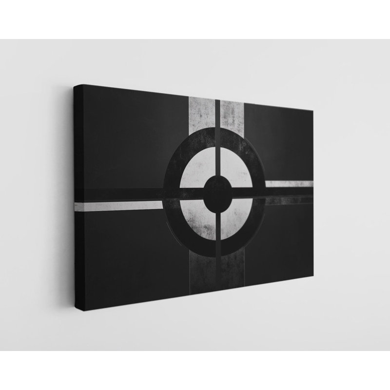 Reproduction d'art sur toile à motif géométrique abstrait noir et blanc, H 12 po x l 18 po
