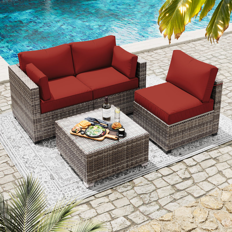 8 Pcs Outdoor Cushion Slipcovers All-Weather Patio Cushion Covers For Outdoor Furniture, Covers Only, Red Rose