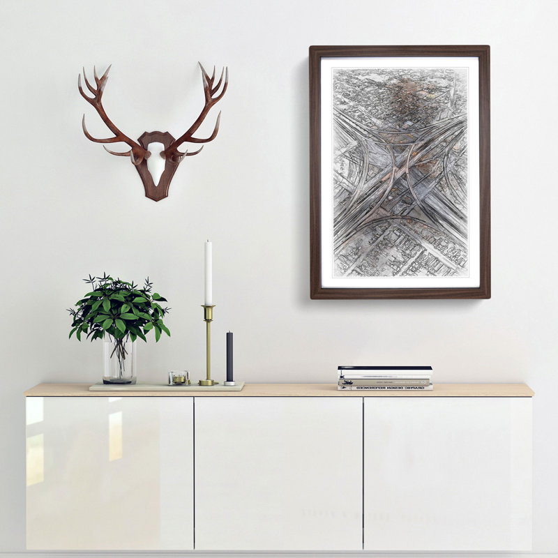 Highways of Los Angeles in Abstract - Picture Frame Graphic Art Print, 36cm H x 27cm W x 2cm D, Walnut Framed