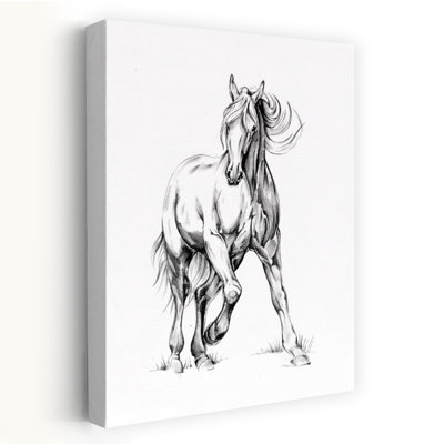 Croquis de cheval au galop - Illustration contemporaine d'architecture équestre