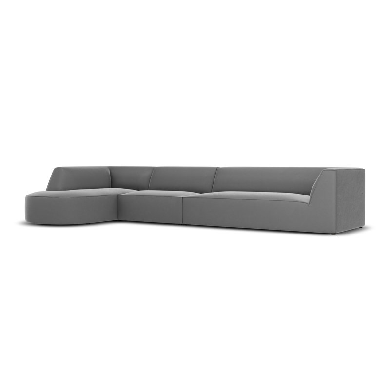 Adoraim 6 Seater Velvet Sofa & Chaise, Left Hand Facing, Grey