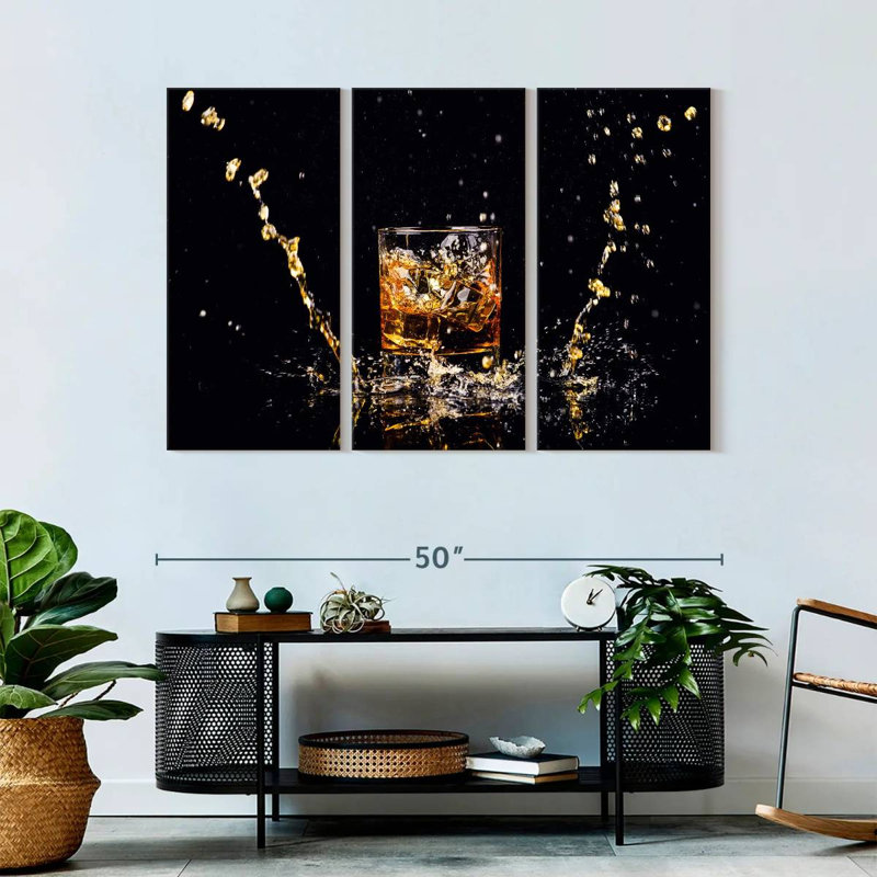 " Whiskey Splash " 3 - Pieces, 32" H x 50" W x 1.25" D