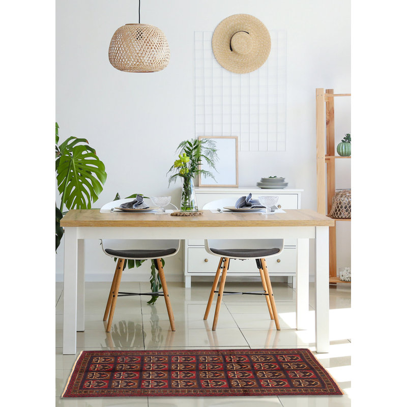 Tapis brun / rouge Teimani 3 pi 6 po x 6 pi 4 po