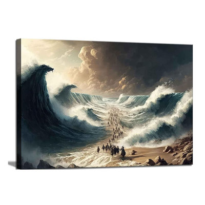 Modern Christian Canvas Wall Art Bible Stories Moses Parting Egypt Crossing The Red Sea Picture Jesus Religion Wall Decor Poster Print For Living Room Bathroom Office Bedroom Home Decoration