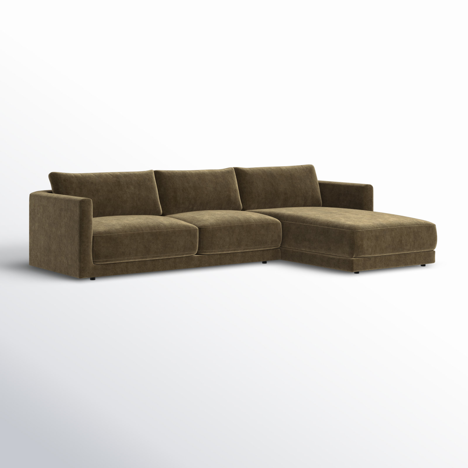 Vervino Upholstered Sectional, Moss Olive Green Performance Chenille, Right Hand Facing