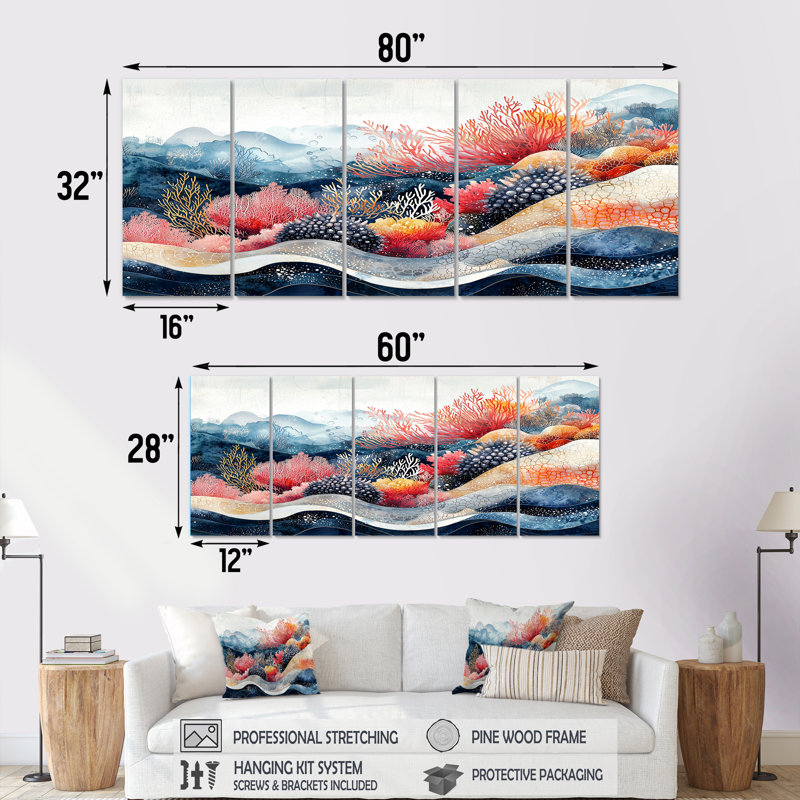 Azalia - oursin - art mural, H 32 po x l 80 po, 5