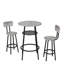 Ensemble de table de bar 2 personnes avec tabourets de dossier, base piédestal, panneau de fibres à densité moyenne gris neutre et métal, 24 po
