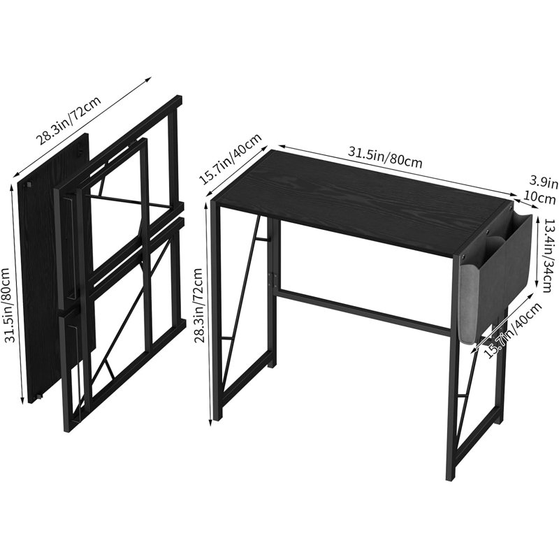 Folding Table, Matte Black