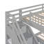 Lit superposé simple au dessus d'un lit double en L avec 3 tiroirs, échelle et escalier - Gris