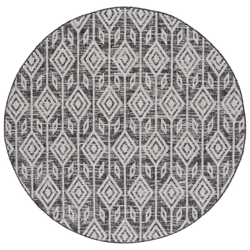 Tapis intérieur / extérieur Estaugh Performance Ikat, Rond 6 pi 7 po