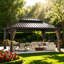 Abri de jardin à toit rigide 12 pi x 16 pi avec structure en aluminium et double toit en acier galvanisé-137559584