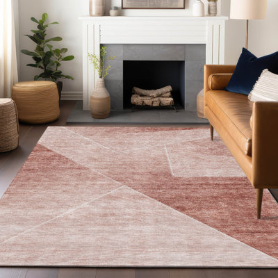 Premium Machine Washable Prisco Salmon Rug