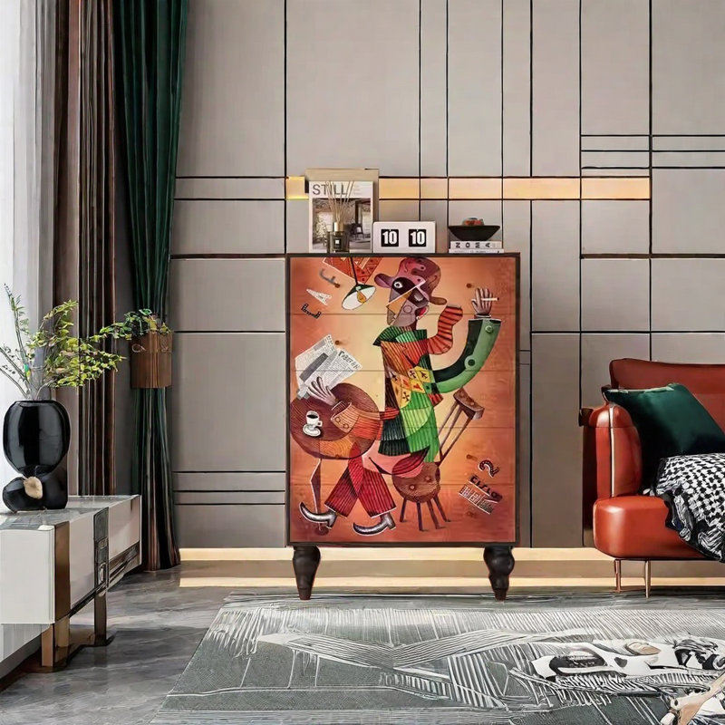 Armoire de rangement élégante avec cadre en noyer