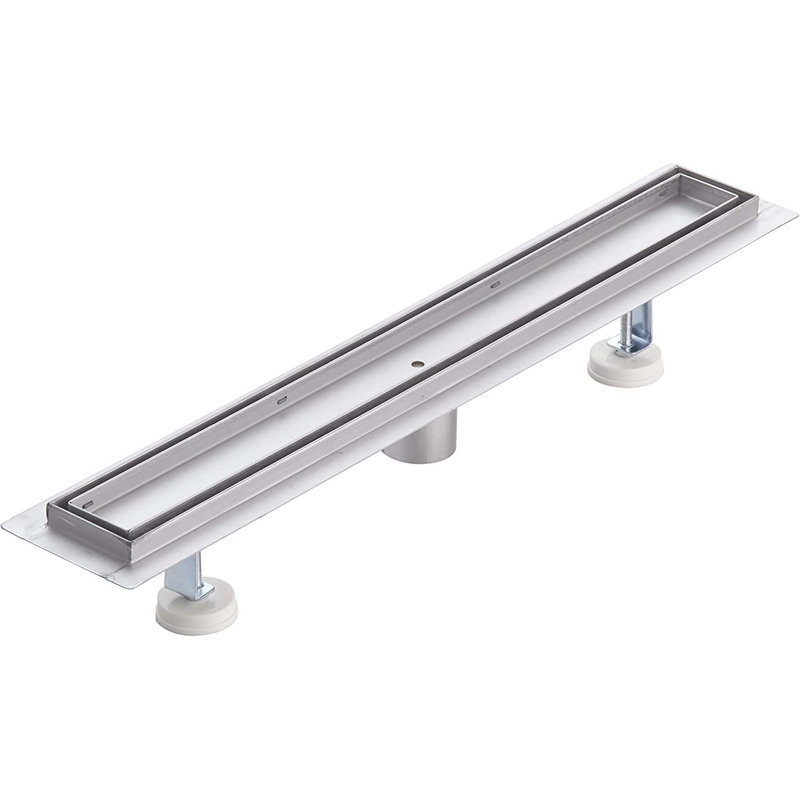 Stainless Steel Linear Shower Drain, Tile Insert Vertical Adjustable Leveling Feet