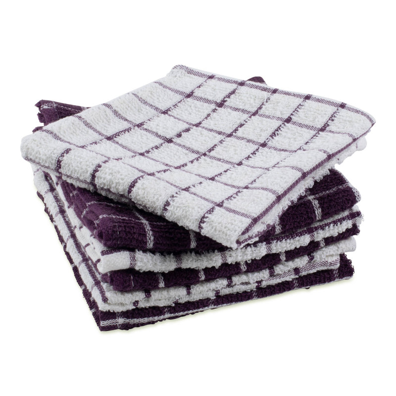 Cerca Waffle Dish Cloth Kitchen Towel, Eggplant