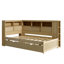Lit de jour en bois avec tablettes de rangement, USB et lit gigogne-194129210
