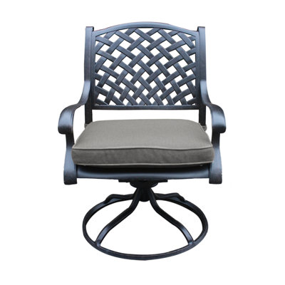 Chaises de salle à manger pivotantes en aluminium coulé avec coussin, ensemble de 2