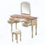 Coiffeuse 46 po avec miroir à cadre courbé, 5 tiroirs et tabouret en cuir