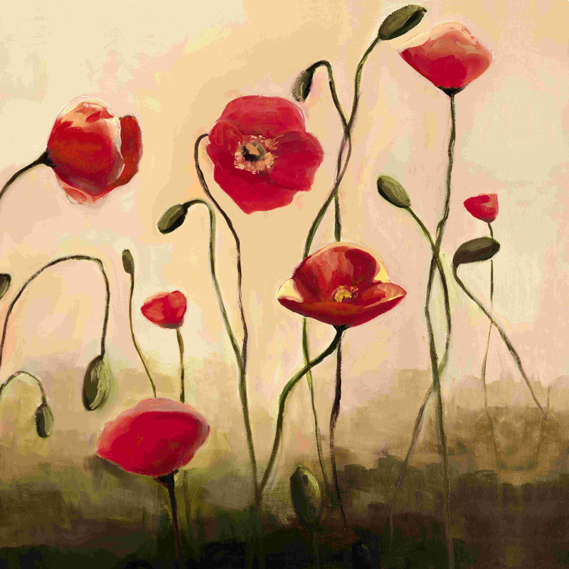 Coquelicots printaniers 2, H 12 po x l 12 po