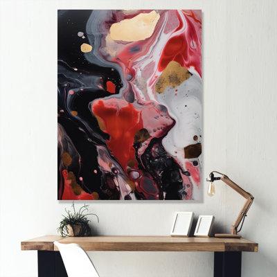 Infusion de marbre rouge et noir - impression sur toile de marbre abstrait