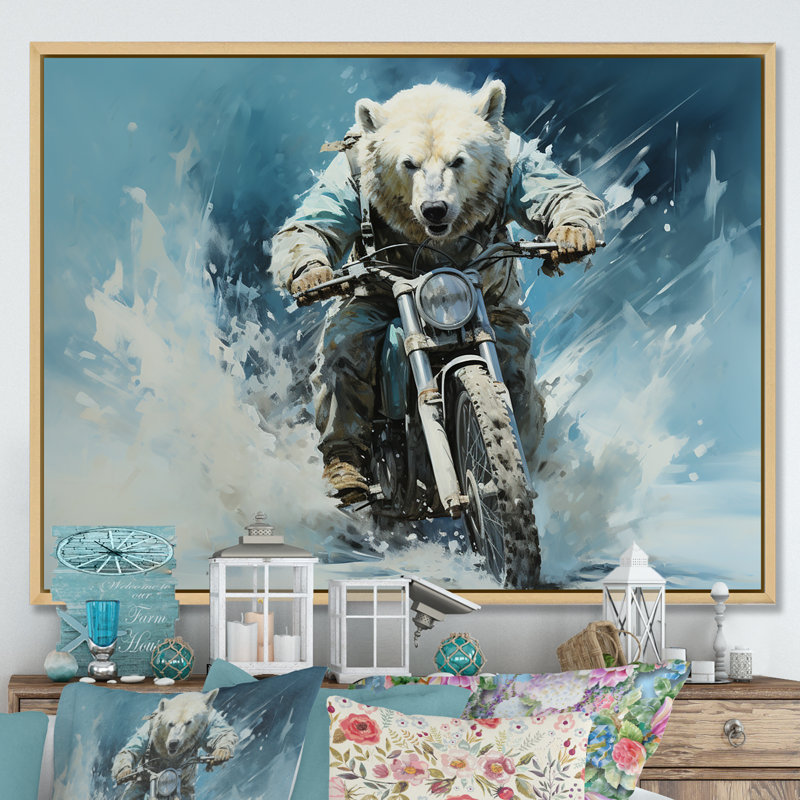 «Snow Bears», impression sur toile, Cadre naturel flottant, 12" H x 20" W