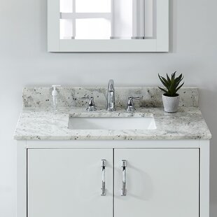 Tile & Top 25'' Granite Single Vanity Top with Sink and 3 Faucet Holes