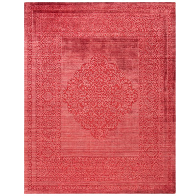 Tapis oriental rouge en viscose / coton tissé à la main Mirage
